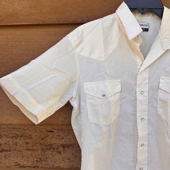 Vintage Western Style Yellow Pearl Button Down Shirt Size 15.5 - Picture 3 of 9